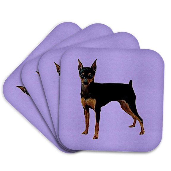 3drose, Miniature Pinscher, Set of 4 Coasters - Soft