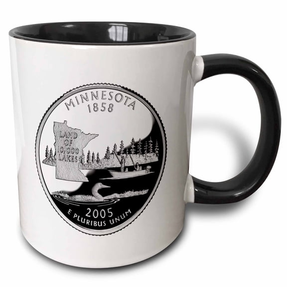 3drose, Minnesota Collectors Quarter, 11oz Two-tone Black Mug