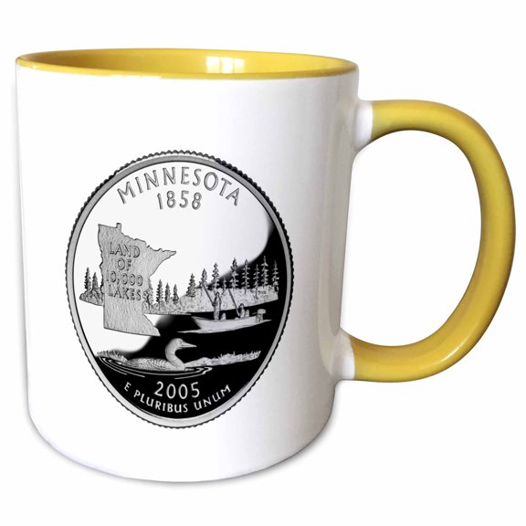 3drose, Minnesota Collectors Quarter, 11oz Two-tone Yellow Mug