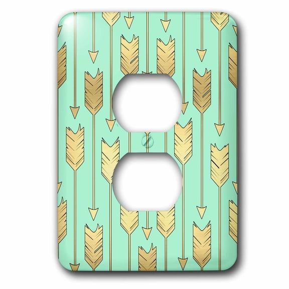 3dRose, Mint and Gold Arrows Pattern, 2 plug outlet cover