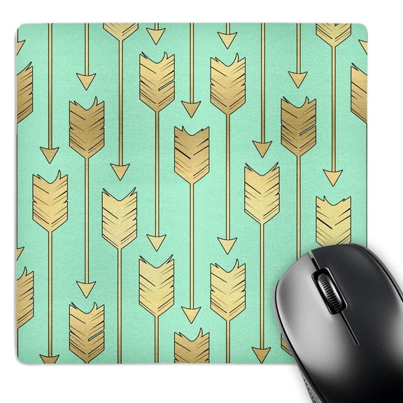 3dRose, Mint and Gold Arrows Pattern, MousePad