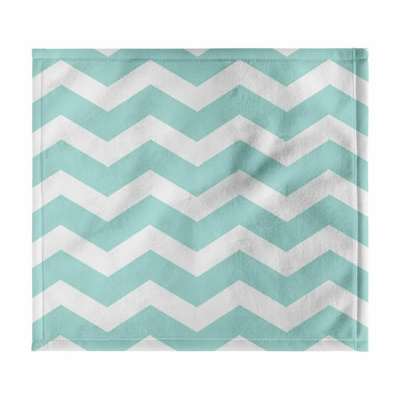 3dRose, Mint blue and white zig zag chevron pattern pastel turquoise teal aqua, 11x12 Wash Cloth for Face and Body