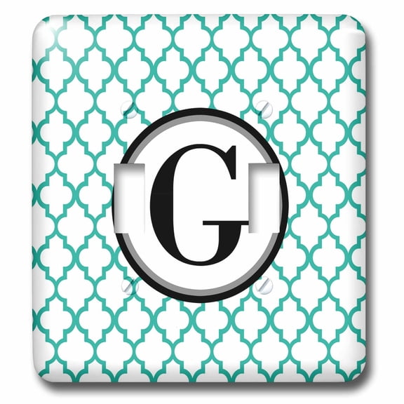 3dRose, Mint green pattern monogram initial G, double toggle switch