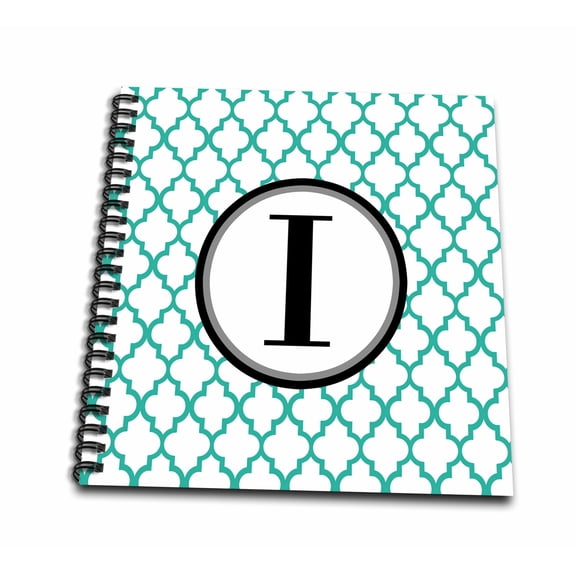 3dRose, Mint green pattern monogram initial I, Memory Book 12 x 12 inch