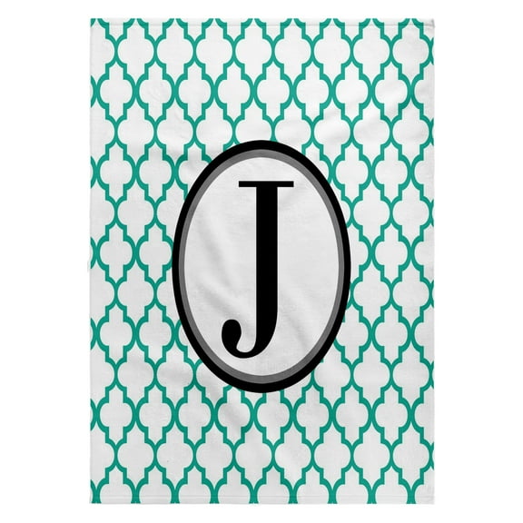3dRose, Mint green pattern monogram initial J, 22x30 Bath Hand Pool Towel