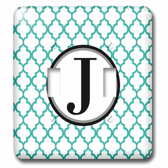 3dRose, Mint green pattern monogram initial J, double toggle switch