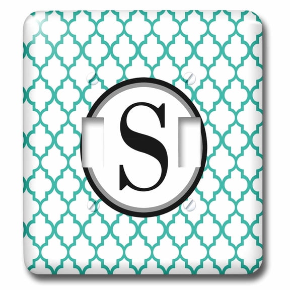 3dRose, Mint green pattern monogram initial S, double toggle switch