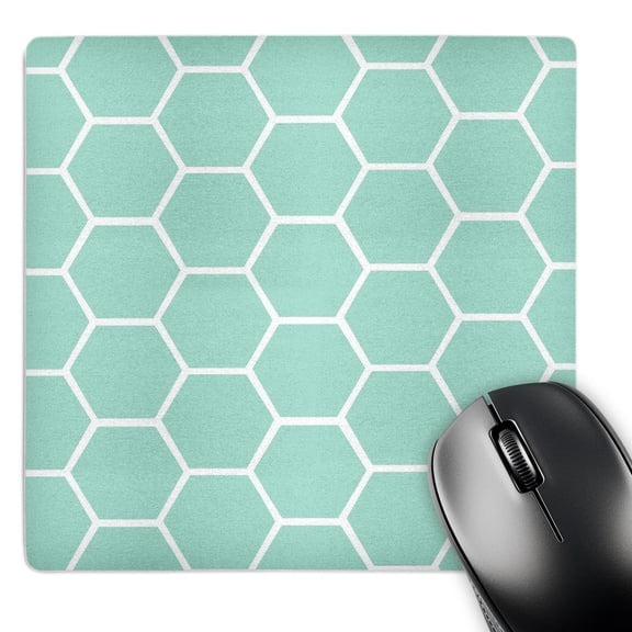 3dRose, Mint honeycomb pattern - pastel aqua blue hexagons - light teal turquoise bee hive hexagonal design, MousePad