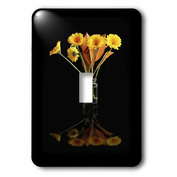3dRose, Mirrored Yellow Floral In Vase, single toggle switch