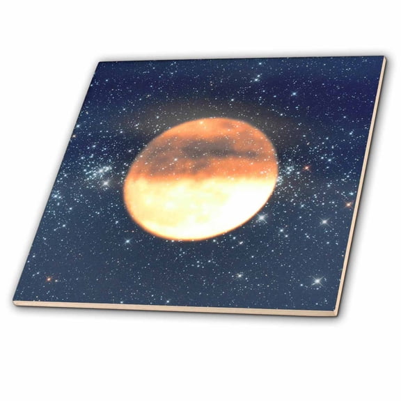 3dRose, Misty Moon and Stars - Astronomy, 4 Inch Ceramic Tile