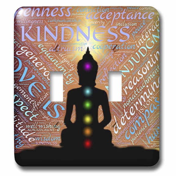 3dRose Modern Buddha Symbol with Text Design - Double Toggle Switch