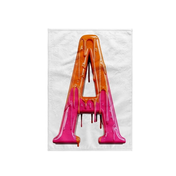 3dRose, Modern Pink and Orange Image Of Dripping Paint Monogram Initial A, 15x22 Hand Towel