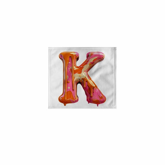 3dRose, Modern Pink and Orange Image Of Dripping Paint Monogram Initial K, 11x12 Wash Cloth for Face and Body