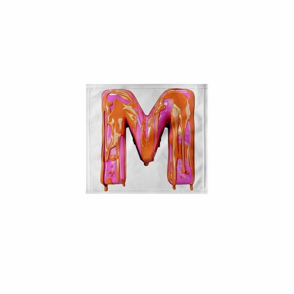 3dRose, Modern Pink and Orange Image Of Dripping Paint Monogram Initial M, 11x12 Wash Cloth for Face and Body