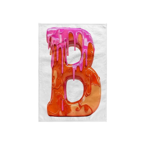 3dRose, Modern Pink and Orange Image OfDripping Paint Monogram Initial B, 15x22 Hand Towel