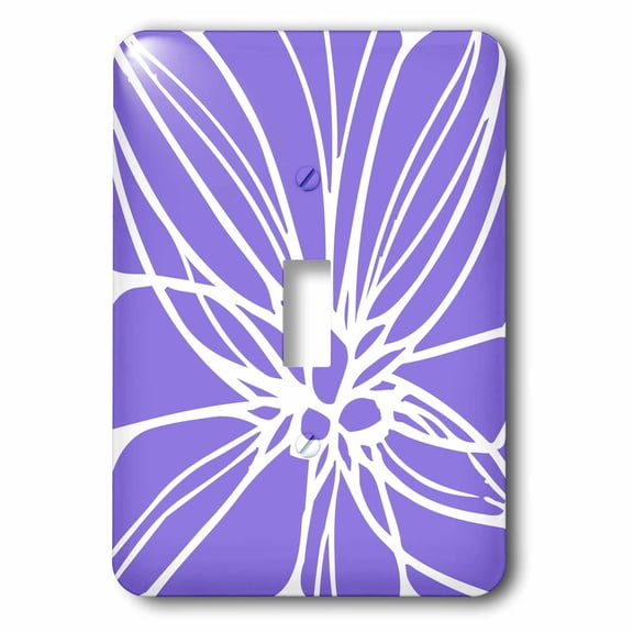 3dRose, Modern Striking Floral Abstract Pattern in White on Lavender, single toggle switch