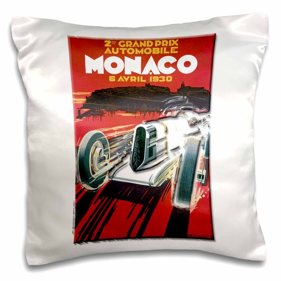 3dRose, Monaco Grand Prix Advertising Poster, 16x16 inch Pillow Case