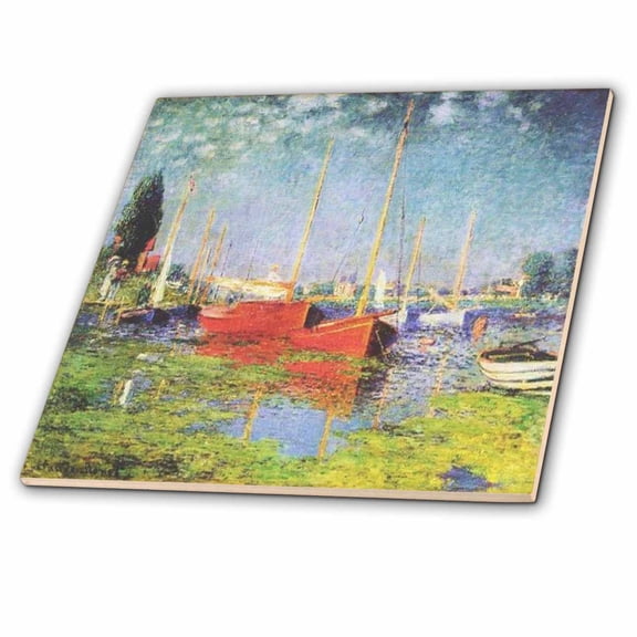 3dRose, Monets Red Boats At Argenteui, 6 Inch Ceramic Tile