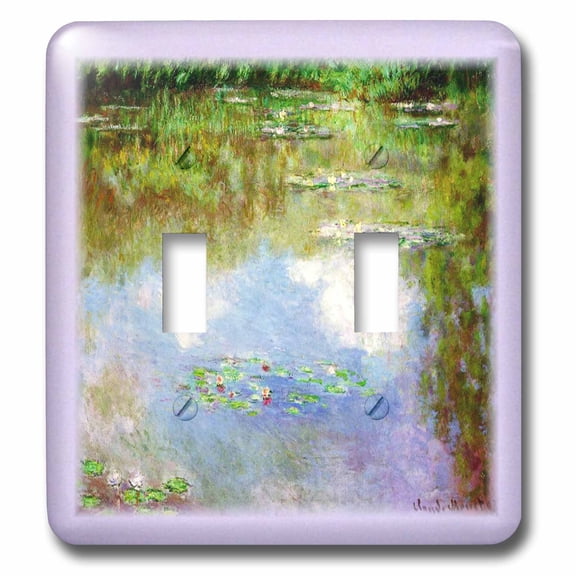 3dRose, Monets Water Lilys With Violet Border, double toggle switch