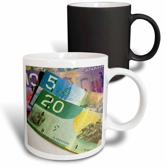 3drose, Money, Canadian Currency-cn14 Cmi0028 - Cindy Miller Hopkins, 11oz Magic Transforming Mug
