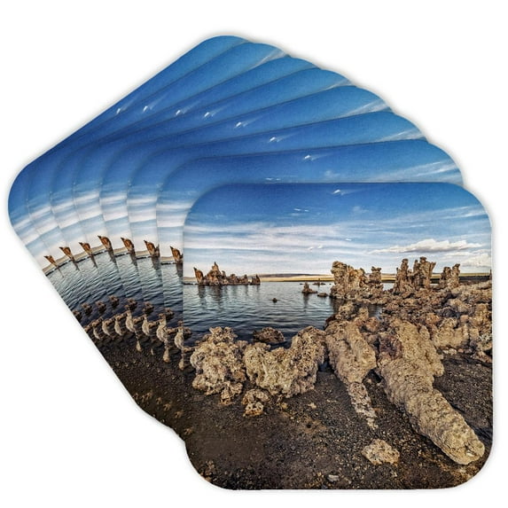 3drose, Mono Lake and Unusual Tufa Formations, Set of 8 Coasters - Soft