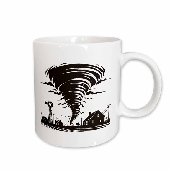 3drose, Monochrome Illustration of a Tornado, 15oz Mug