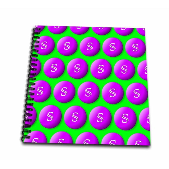 3dRose, Monogram Initial S in Purple Buttons over Green Background, Mini Notepad 4 x 4 inch