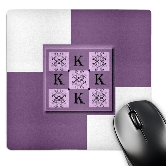 3dRose, Monogram - K - Periwinkle - SmudgeArt Monogram Squares , MousePad