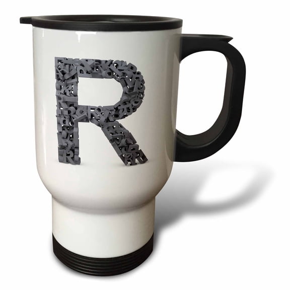 3dRose, Monogram Letter R made out of many Rs, 14oz Stainless Steel Travel Mug