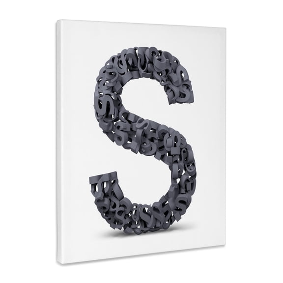 3dRose, Monogram Letter S made out of many Ss, Museum Grade Canvas Wrap 16x20