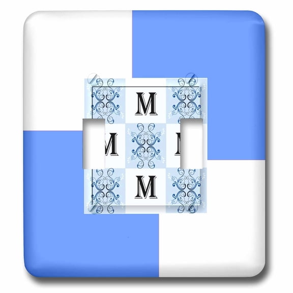 3dRose, Monogram - M - Sky Blue - SmudgeArt Monogram Squares , double toggle switch