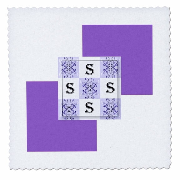 3dRose, Monogram - S - Purple - SmudgeArt Monogram Squares , 8x8 inch quilt square