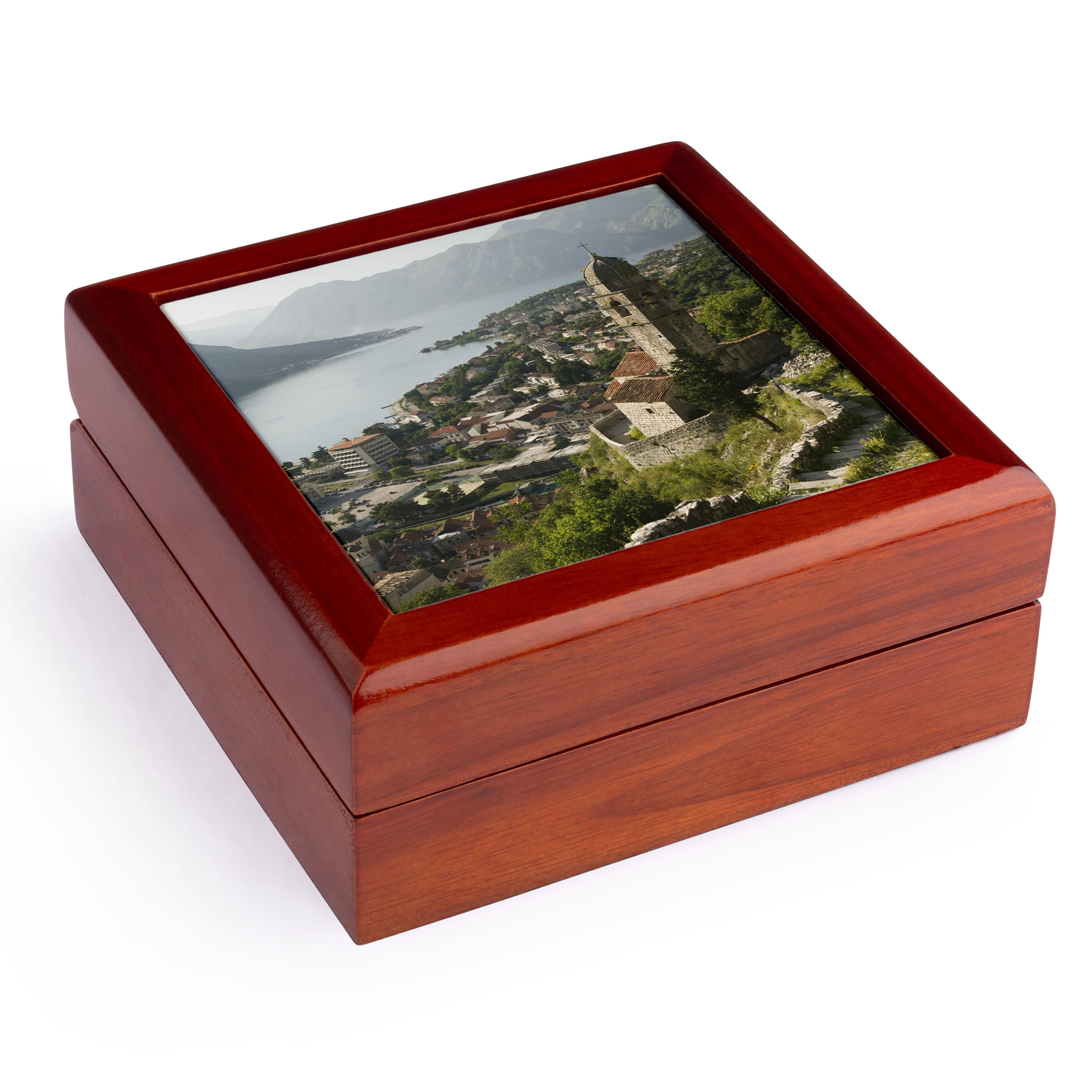 3dRose, Montenegro, Kotor Bay, Gospa od zdravlja Church - EU47 WBI0096 - Walter Bibikow, Jewelry Box 5.5x5.5 inch with 4 inch tile