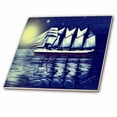 thumbnail image 1 of 3dRose, Moonlit Sails - SmudgeArt Ship Art, 4 Inch Glass Tile, 1 of 1