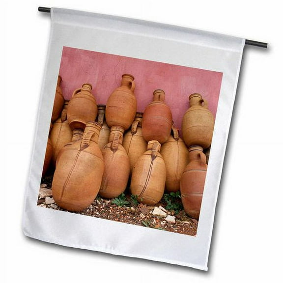 3dRose, Morocco, Atlas mountain. Pottery for sale along the road., 18 x 27 inch Garden Flag