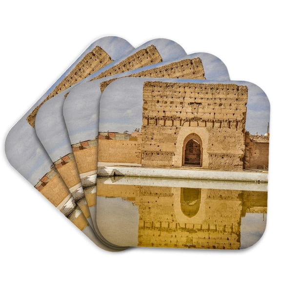 3drose, Morocco, Marrakech. Badii Palace, Ali Alamani., Set of 4 Coasters - Soft