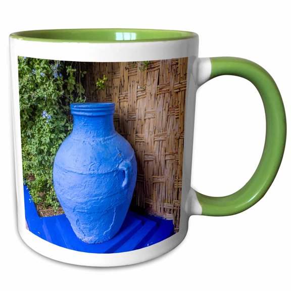 3drose, Morocco, Marrakech. Majorelle Garden View., 11oz Two-tone Green Mug
