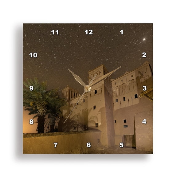 3dRose, Morocco, Ouarzazate Province. Ait Ben Haddou. Stars., 15x15 Wall Clock