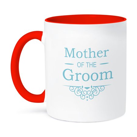 Mother Of The Groom In Blue - Wedding - Part Of Matching Marriage Party Ceremony Set - Fancy Swirls, 11oz Two-Tone Red Mug