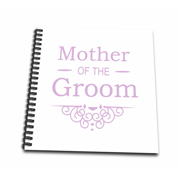 3dRose, Mother of the Groom in pink - Wedding - part of matching marriage party ceremony set - fancy swirls, Drawing Book 8 x 8 inch