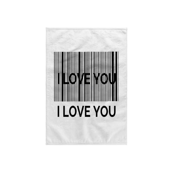 3dRose, Motivational quote Barcode love message I love you, 15x22 Hand Towel