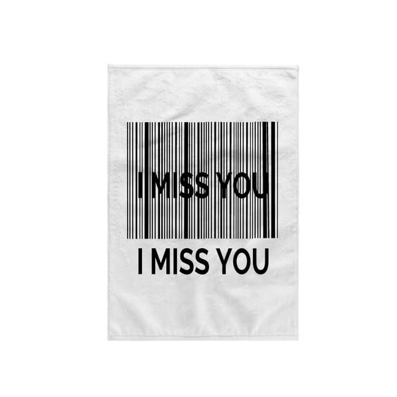 3dRose, Motivational quote Barcode love message I miss you, 15x22 Hand Towel