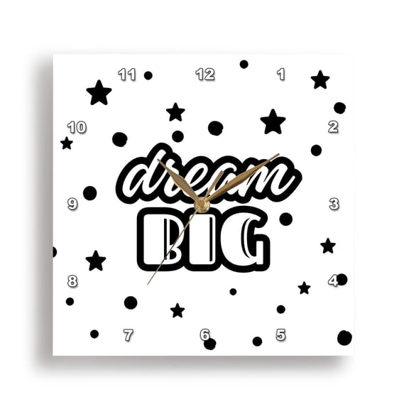3dRose, Motivational quote Dream Big, 15x15 Wall Clock