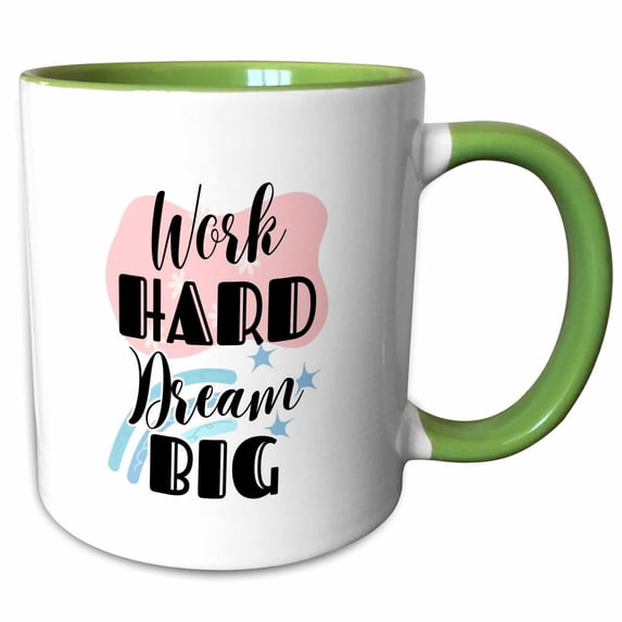 3drose, Motivational Quote Work Hard Dream Big, 11oz Two-tone Green Mug