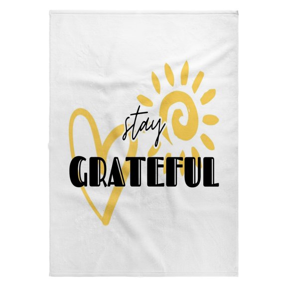 3dRose, Motivational quote stay Grateful with sun and heart icon, 22x30 Bath Hand Pool Towel