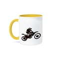 thumbnail image 1 of 3dRose, Motocross- bike, off road,motorcross, motorcycle, motorx, radical, silhouette, tricks, 11oz Two-Tone Yellow Mug, 1 of 3
