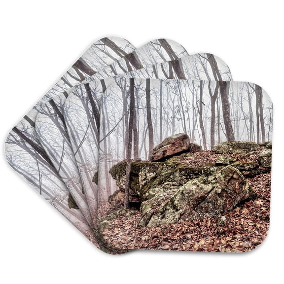 3drose, Mound of Mossy Boulders in Monte Sano State Park, Set of 4 Coasters - Soft