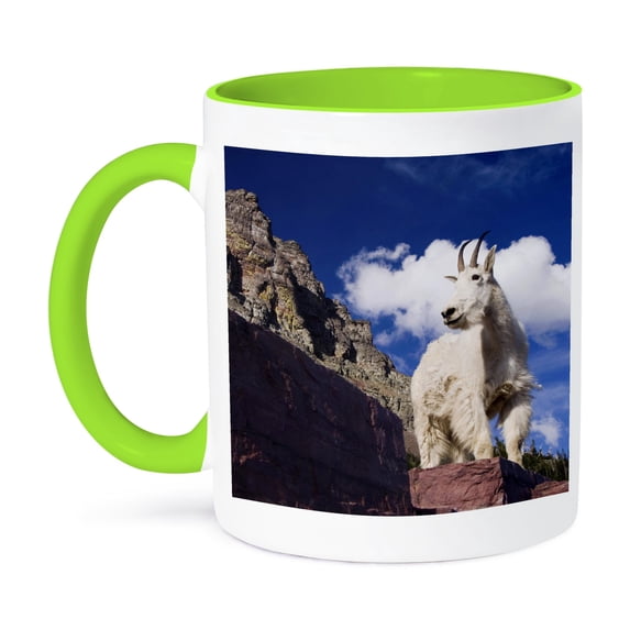 3dRose, Mountain Goat, Glacier National Park, Montana - US27 RNU0016 - Rolf Nussbaumer, 15oz Two-Tone Green Mug