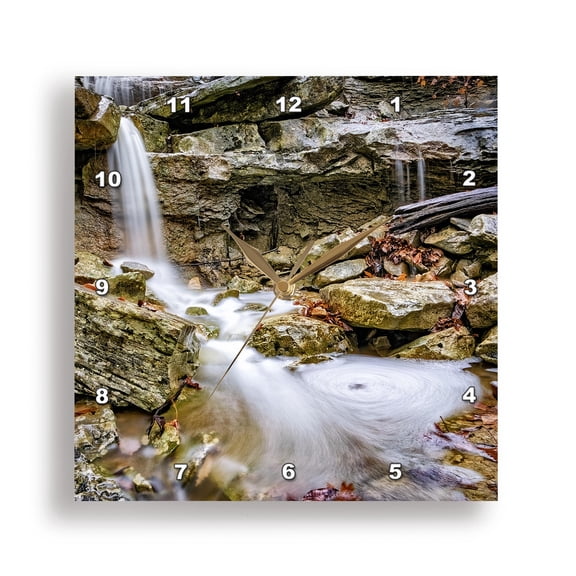 3dRose, Mountain Waterfall in Autumn, 15x15 Wall Clock