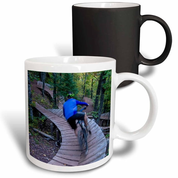 3drose, Mountain Biking on the over the Edge Trail, Michigan, Usa, 11oz Magic Transforming Mug